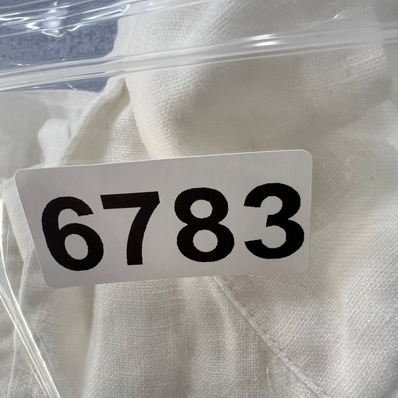 CAbi‎ White Linen Utility Jacket Medium Mandarin Collar Button Front Cropped - Picture 8 of 8